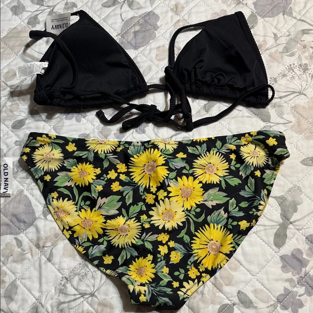 Black and Yellow Floral Bikini Set M - Picture 8 of 12